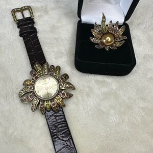 Heidi Daus Flower Ring and matching leather Watch